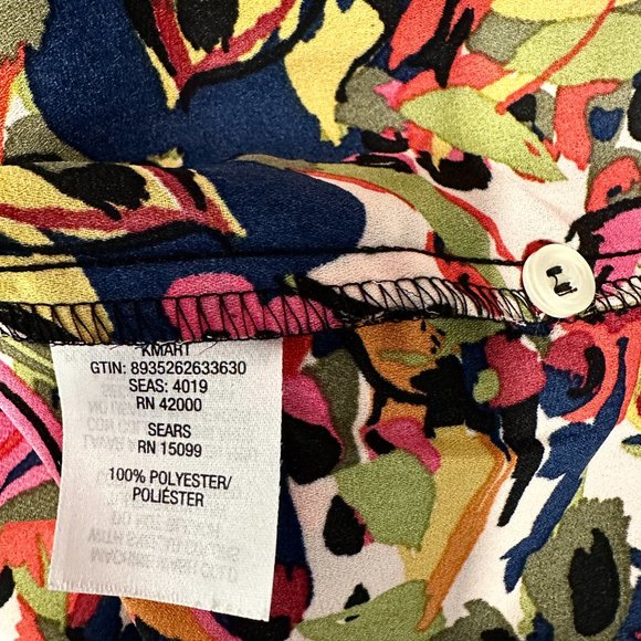 NWOT Jaclyn Smith Tunic Top HiLo MultiColor Long Sleeve V-Neck 2 Pockets Size Lg - Picture 9 of 9